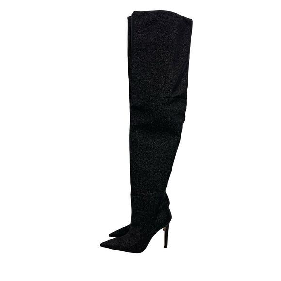 Good American Over The Knee Slouch Boot in Black Glitter Size 6.5 NEW - Picture 6 of 7